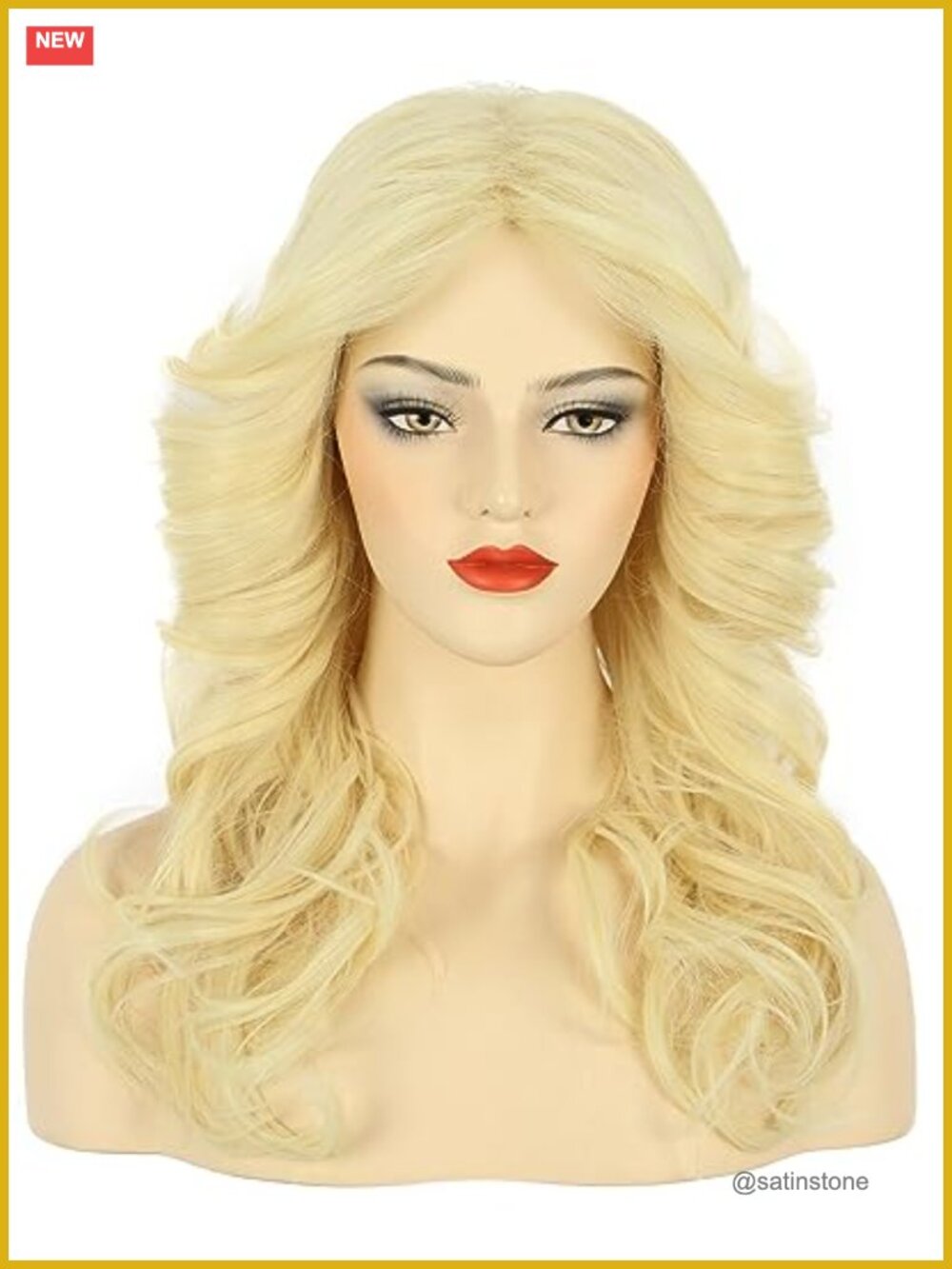 Synthetic Heat Resistant Wavy Wig Adjustable Cap Feathered 70s Disco Costume